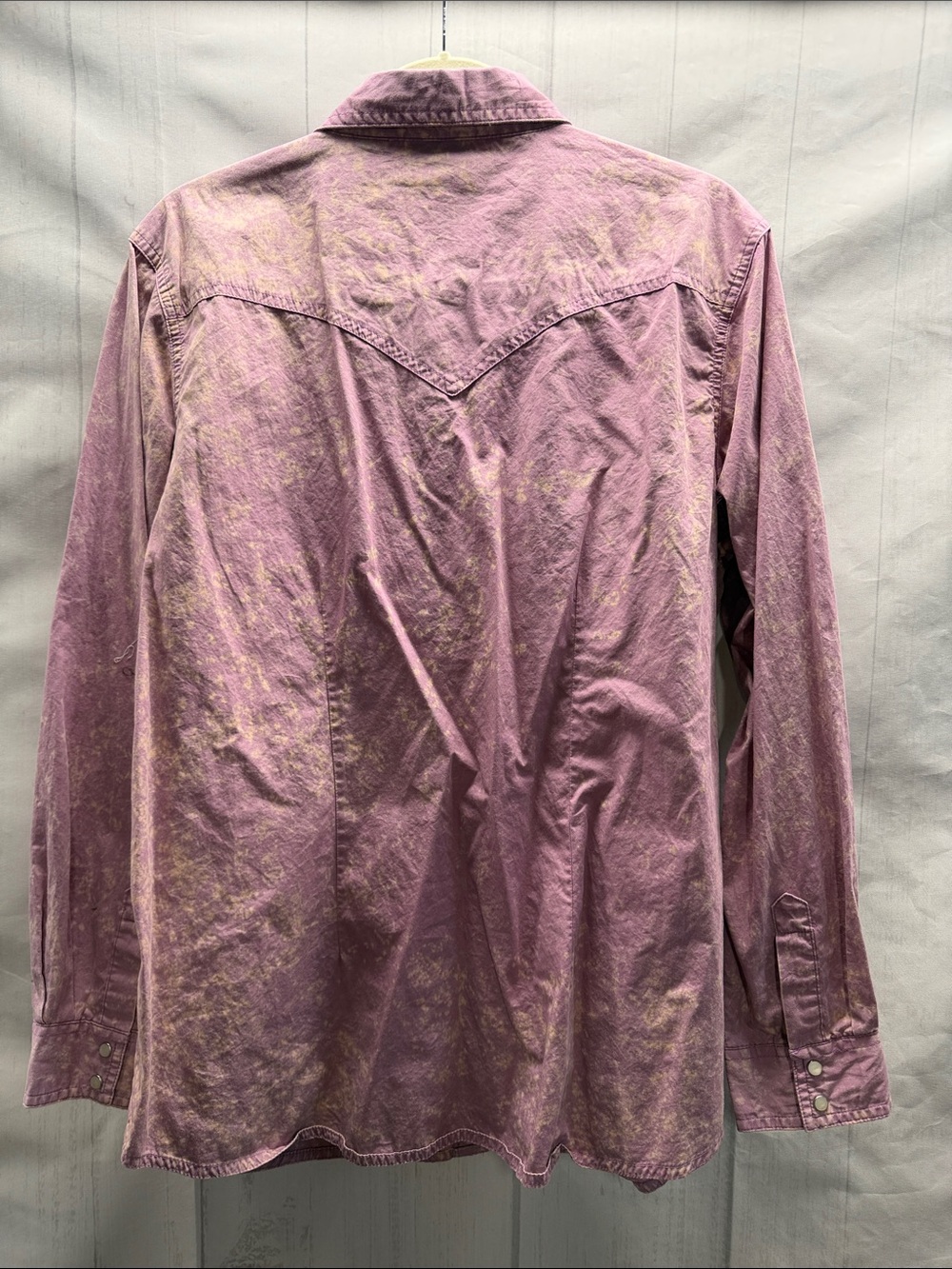 Wrangler Lavender Purple Acid Wash Western Snap Front Long Sleeve Shirt XL - Picture 4 of 9